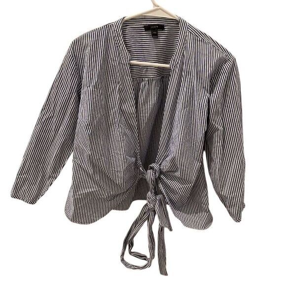 J. Crew Women's PXS Blue Striped Wrap Blouse Long Sleeve Top - Picture 1 of 4